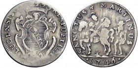 Monete di zecche italiane 
 Lucca 
 Da 15 bolognini 1746, AR 4,99 g. CNI 804/5. Bellesia 57. MIR 234/7.
 MB