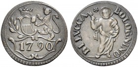 Monete di zecche italiane 
 Lucca 
 Bolognino 1790, Cu 2,10 g. CNI 868. Bellesia 93. MIR 231/2.
 Buon BB
