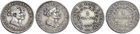 Monete di zecche italiane 
 Lucca 
 Lotto di due monete. 
 Franco 1806 (2). Pagani 256. Bellesia 5. MIR 245/2.
 Bella patina di medagliere, Spl