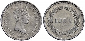 Monete di zecche italiane 
 Lucca 
 Lira 1838. Pagani 264. Bellesia 14. MIR 257/3.
 BB