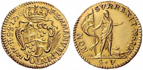 Monete di zecche italiane 
 Malta 
 Emmanuel Pinto, 1741-1773. 
 Da 5 scudi 1756, AV 3,91 g. F EMMANVEL PINTO – M M H S S 1756 Stemma coronato del ...