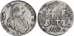 Monete di zecche italiane 
 Malta 
 Emmanuel de Rohan, 1775-1797. 
 Da 30 tarì 1790, AR 29,58 g. F EMMANUEL DE – ROHAN Busto corazzato e drappeggia...