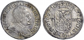 Monete di zecche italiane 
 Massa di Lunigiana 
 Alberico II Cybo Malaspina, 1662-1690. I periodo: Principe 1662-1664. 
 Da 8 bolognini 1662, AR 2,...