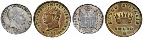 Monete di zecche italiane 
 Milano 
 Lotto di due monete. 
 Lira 1814. Puntali sagomati. Pagani 47a. Soldo 1813. Pagani 78.
 Spl / q. Fdc e Fdc