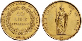 Monete di zecche italiane 
 Milano 
 Governo Provvisorio di Lombardia, 1848. 
 Da 40 lire 1848. Pagani 211.
 Spl
