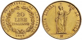 Monete di zecche italiane 
 Milano 
 Governo Provvisorio di Lombardia, 1848. 
 Da 20 lire 1848. Pagani 212.
 Insignificante colpetto sul bordo all...