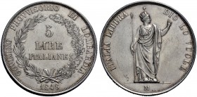 Monete di zecche italiane 
 Milano 
 Governo Provvisorio di Lombardia, 1848. 
 Da 5 lire 1848. Pagani 212.
 Spl