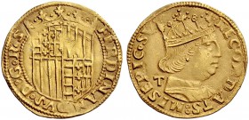 Monete di zecche italiane 
 Napoli 
 Ferdinando I d’Aragona, 1458-1494. 
 Ducato, AV 3,46 g. FERDINANDVS D G R Stemma coronato. Rv. RECORDATS MISER...