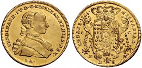 Monete di zecche italiane 
 Napoli 
 Ferdinando IV (poi I) di Borbone, 1759-1825. I periodo: 1759-1799. 
 Da 6 ducati 1761, AV 8,80 g. FERDINAND IV...