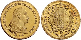 Monete di zecche italiane 
 Napoli 
 Ferdinando IV (poi I) di Borbone, 1759-1825. I periodo: 1759-1799. 
 Da 6 ducati 1785, AV 8,78 g. FERDINAN IV ...