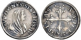 Monete di zecche italiane 
 Pisa 
 Cosimo III de’Medici, 1670-1723. 
 Mezzo giulio o grosso 1719, AR 1,27 g. ASPICE PIS – AS Croce pisana; sotto, n...