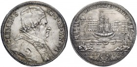 Monete di zecche italiane 
 Roma 
 Clemente XI (Gianfrancesco Albani), 1700-1721. 
 Mezza piastra anno VI/1706, AR 16,09 g. Busto a d., con camauro...