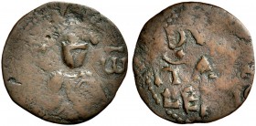 Monete di zecche italiane 
 Salerno 
 Ruggero Borsa, 1085-1111. 
 Follaro anonimo attribuito a Ruggero Borsa?, Æ 2,45 g. Busto del Redentore di fro...