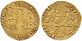 Monete di zecche italiane 
 Savoia 
 Amedeo IX, 1445-1472. 
 Ducato, Cornavin, AV 3,50 g. AmEdEVS d – VX fiore (Giacomo Filippi zecchiere) SABAV – ...
