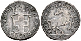 Monete di zecche italiane 
 Savoia 
 Carlo Emanuele I, 1580-1630. 
 Cavallotto Aosta 1587, Mist. 2,42 g. CAR E M D G DVX SABAVDI Stemma coronato. R...