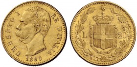 Monete di zecche italiane 
 Savoia 
 Umberto I, 1878-1900. 
 Da 20 lire 1889. Pagani 584. MIR 1098n.
 Raro. Migliore di Spl