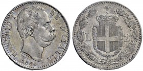 Monete di zecche italiane 
 Savoia 
 Umberto I, 1878-1900. 
 Da 2 lire 1884. Pagani 594. MIR 1101d.
 q.Spl