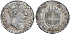 Monete di zecche italiane 
 Savoia 
 Umberto I, 1878-1900. 
 Da 2 lire 1886. Pagani 596. MIR 1101f.
 Bella patina iridescente. q.Fdc