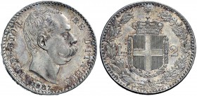Monete di zecche italiane 
 Savoia 
 Umberto I, 1878-1900. 
 Da 2 lire 1887. Pagani 597. MIR 1102a.
 Bella patina iridescente. q.Fdc