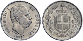 Monete di zecche italiane 
 Savoia 
 Umberto I, 1878-1900. 
 Lira 1887/Mi. Pagani 604. MIR 1103d.
 q.Fdc