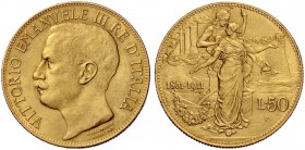 Monete di zecche italiane 
 Savoia 
 Vittorio Emanuele III, 1900-1946. 
 Da 50 lire 1911. Pagani 656. MIR 1122a.
 q.Spl