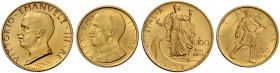 Monete di zecche italiane 
 Savoia 
 Vittorio Emanuele III, 1900-1946. 
 Da 100 e 50 lire 1931/IX. Pagani 646 e 657. MIR 1118a e 1123a.
 I due val...