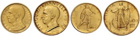Monete di zecche italiane 
 Savoia 
 Vittorio Emanuele III, 1900-1946. 
 Da 100 e 50 lire 1932/X. Pagani 648 e 658. MIR 1118c e 1123c.
 I due valo...