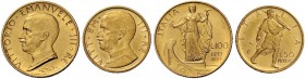 Monete di zecche italiane 
 Savoia 
 Vittorio Emanuele III, 1900-1946. 
 Da 100 e 50 lire 1933/XI. Pagani 649 e 659. MIR 1118d e 1123d.
 I due val...