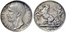 Monete di zecche italiane 
 Savoia 
 Vittorio Emanuele III, 1900-1946. 
 Da 10 lire 1930. Pagani 695. MIR 1132i.
 Raro. BB