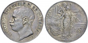 Monete di zecche italiane 
 Savoia 
 Vittorio Emanuele III, 1900-1946. 
 Da 5 lire 1911. Pagani 707. MIR 1135a.
 Spl