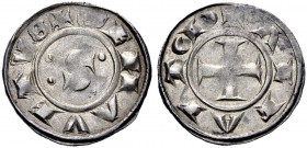 Monete di zecche italiane 
 Siena 
 Repubblica sec. XIII. Grosso VII serie dopo il 1250, AR 1,69 g. + SENA VETVS Grande S accostata da quattro globe...