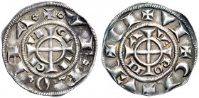 Monete di zecche italiane 
 Verona 
 Republica , epoca di Federico II, 1218-1250 ed oltre. Grosso da 20 denari piccoli veronesi, AR 1.64 g. Doppio g...