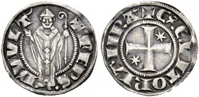 Monete di zecche italiane 
 Volterra 
 Ranieri de’ Ricci vescovo, 1291-1301. Grosso agontano da 20 denari, AR 1,82 g. R EPS – D’VVLT’ Il Vescovo, mi...