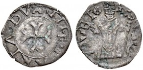 La collezione DPF di monete del Ducato d'Urbino 
 Gubbio 
 Francesco Maria I della Rovere, 1508-1516 e 1521-1538 
 Quattrino, Mist. 0,54 g. F MARIA...