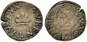 La collezione DPF di monete del Ducato d'Urbino 
 Gubbio 
 Lorenzo de Medici, 1516-1519 
 Quattrino, Mist. 0,71 g. LAVRENTIVS DVX I cinque monti ne...