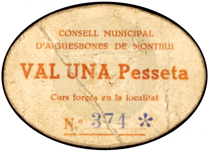 Aigüesbones de Montbui. 50 céntimos y 1 peseta. (T. 40 y 41). 2 cartones ovalado...