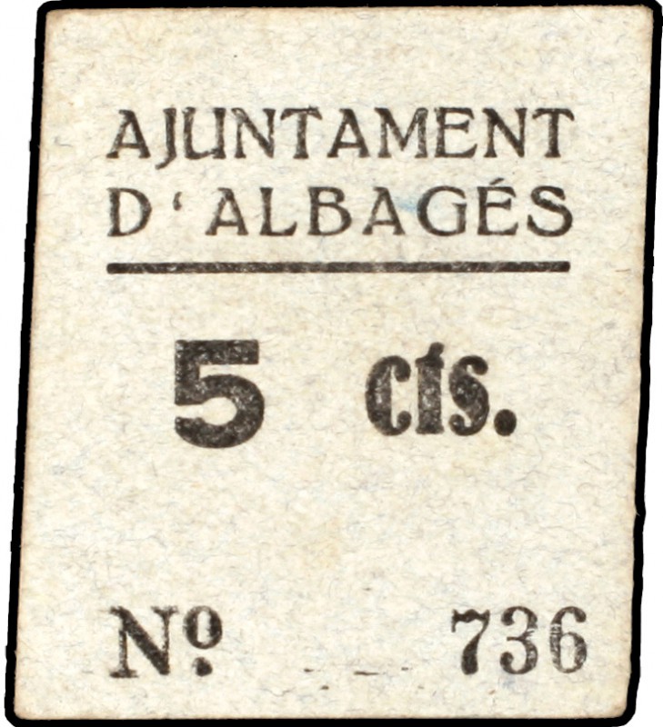 Albagés, l'. 5 y 10 céntimos. (T. 69 y 70). 2 cartones, serie completa. Rarísimo...