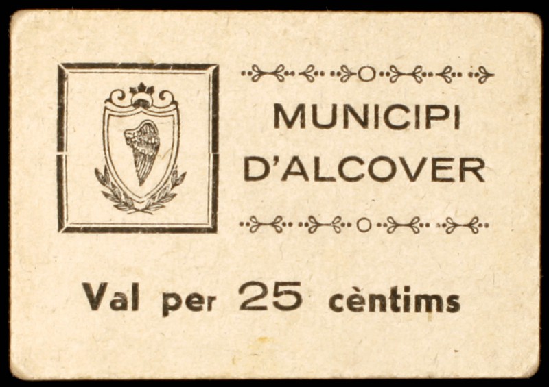 Alcover. 25, 50 céntimos y 1 peseta. (T. 108a, 109 y 110). 2 billetes, serie com...