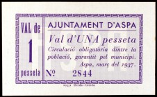 Aspa. 1 peseta. (T. 304a). Raro. EBC+.