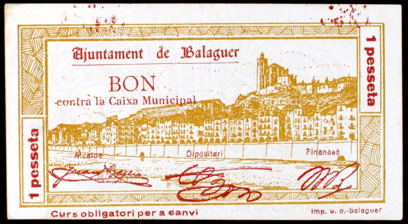 Balaguer. 10, 25, 50 céntimos y 1 peseta (dos). (T. 339, 340, 341c, 343c y 344)....