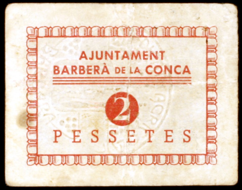 Barberà de la Conca. 5, 25 céntimos, 1 (dos) y 2 pesetas (dos). (T. 363 a 368). ...