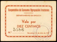 Barcelona. Cooperativa de Consumo Agrupación Frontones. 10 céntimos. (AL. 1111). Muy raro. MBC+.