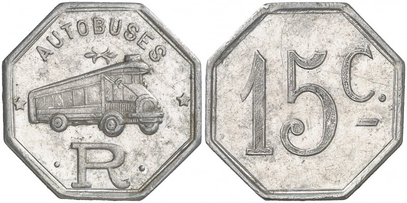 Barcelona. Autobuses Roca. 10, 15 y 20 céntimos. (AL. 1184 a 1186). 3 monedas en...