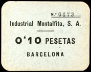 Barcelona. Industrial Montalfita. 10, 25 y 50 céntimos. (AL. 1297 a 1299). 3 cartones, serie completa. Escasos. EBC.