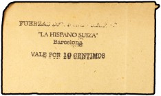Barcelona. Fuerzas del Aire. Subsecretaría Armamento Fábrica nº 9. "La Hispano Suiza". (La Sagrera). 10 céntimos. (AL. falta, menciona el de 5 céntimo...