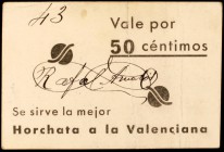 Barcelona. Kiosco Mendizábal. 50 céntimos. (AL. falta). Cartón, nº 43. Escaso. MBC-.