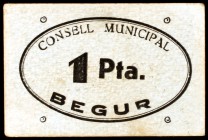 Begur. 1 peseta (dos). (T. 414 y 415). Un cartón y un billete. BC/MBC+.
