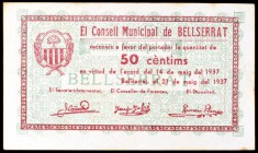 Bellserrat. 50 céntimos y 1 peseta. (T. 456 y 457b). 2 billetes, todos los de la localidad. BC+/EBC-.