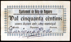 Boix de Noguera. 50 céntimos. (T. 564). Nº 66. Ex Colección Lluís Companys 03/02/2016, nº 116. Rarísimo. MBC-.