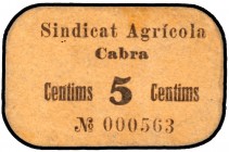 Cabra del Camp. 5, 10, 50 céntimos y 1 peseta. (T. 649 a 652). 2 billetes y 2 cartones. 2 series completas. Conjunto muy raro. BC/EBC.